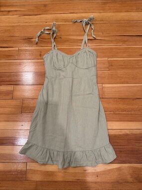 Hollister Sage Green Tie-Shoulder Mini Dress